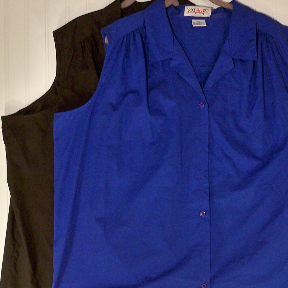 2 Bridge Gate, Black, Blue Button Up Shirt/Vests
